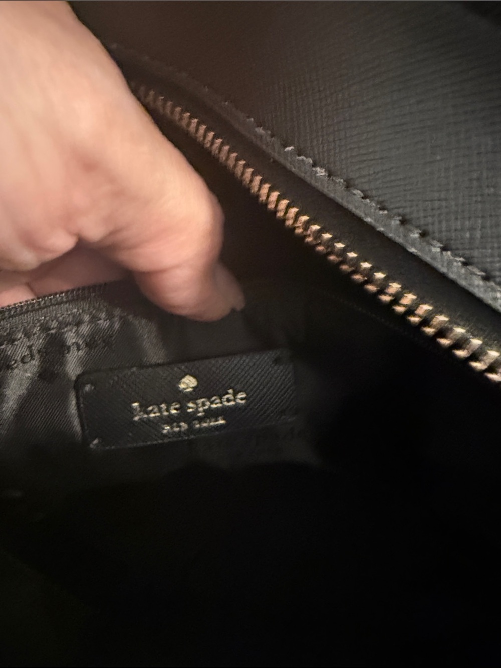 kate spade black crossbody tote with gold logo and cherry charm - Picture 5 of 9